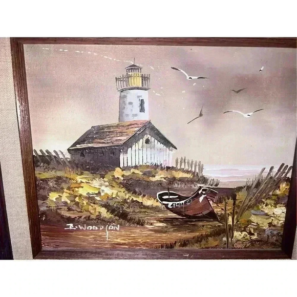 Vintage Original Painting by Everett Woodson Oil on Canvas framed 18x 16 - Picture 4 of 5